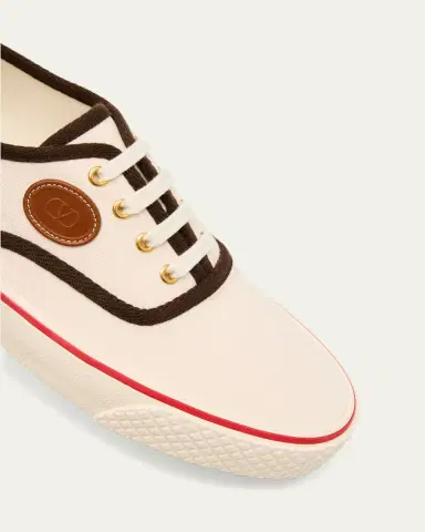 Valentino Garavani Men's Nojoke Canvas Leather VLogo Low-Top Sneakers | Thumbnail 3 Valentino Garavani Men's Nojoke Canvas Leather VLogo Low-Top Sneakers | Thumbnail 3