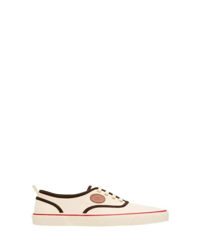 Men's Nojoke Canvas Leather VLogo Low-Top Sneakers Men's Nojoke Canvas Leather VLogo Low-Top Sneakers
