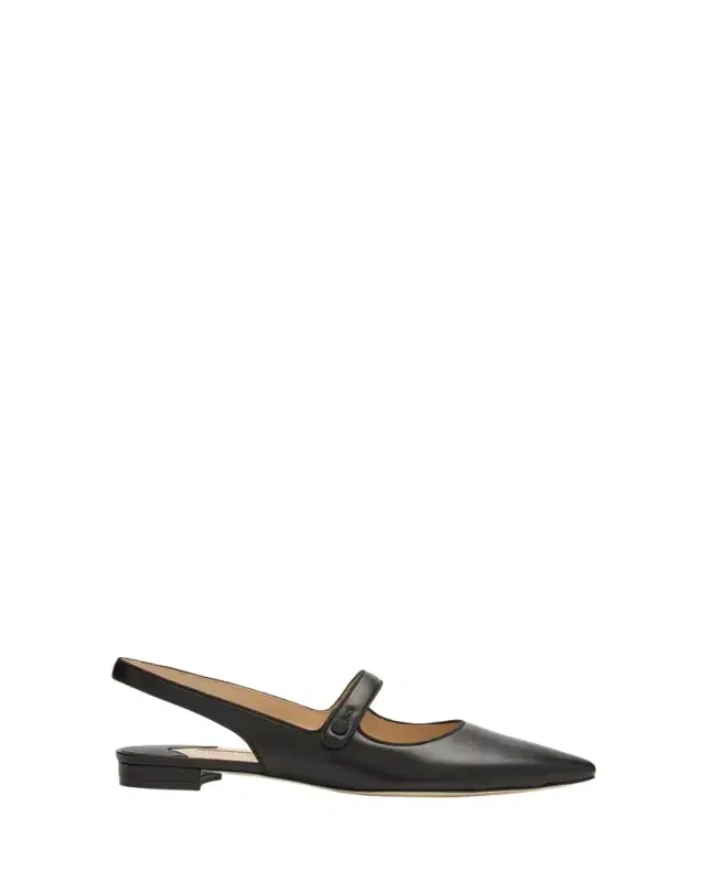 Manolo Blahnik Campari Leather Mary Jane Slingback Flats