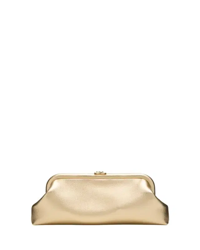 Jimmy Choo Skylar Frame Metallic Leather Clutch Bag