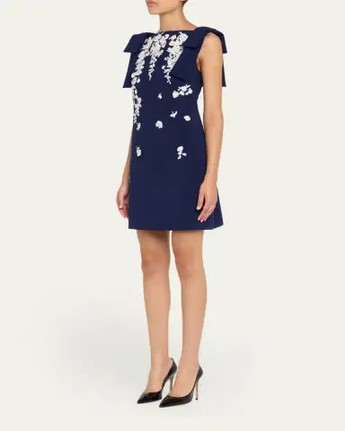 Carolina Herrera Embroidered Applique Bow Mini Dress | Thumbnail 4 Carolina Herrera Embroidered Applique Bow Mini Dress | Thumbnail 4