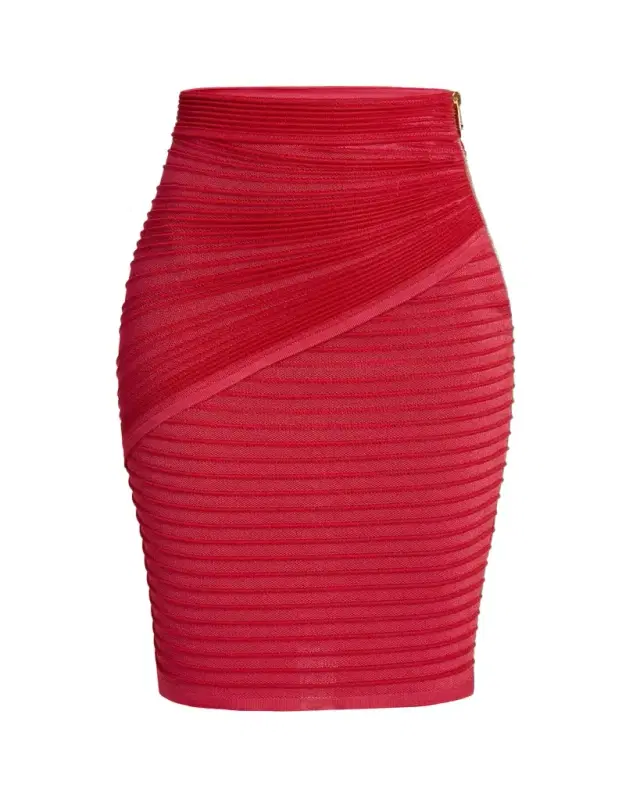 Ruched Knit Pencil Skirt