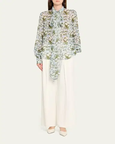 Prabal Gurung Floral Tie-Neck Blouse | Thumbnail 2 Prabal Gurung Floral Tie-Neck Blouse | Thumbnail 2