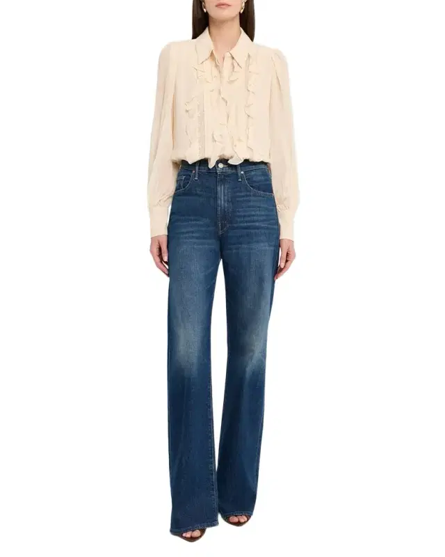 Claire Silk Chiffon Ruffle Button-Front Blouse