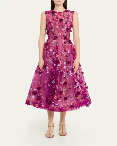 Bronx and Banco Saba Floral-Embroidered Sleeveless Midi Dress | Thumbnail 2