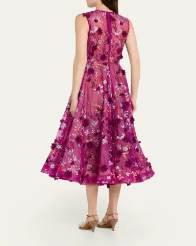 Bronx and Banco Saba Floral-Embroidered Sleeveless Midi Dress | Thumbnail 3
