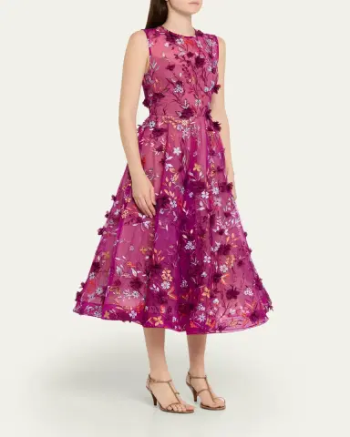 Bronx and Banco Saba Floral-Embroidered Sleeveless Midi Dress | Thumbnail 4