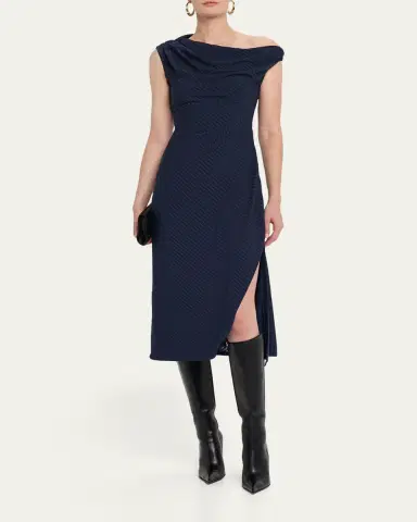 Ramy Brook Benja Ribbed Asymmetric Midi Dress | Thumbnail 2