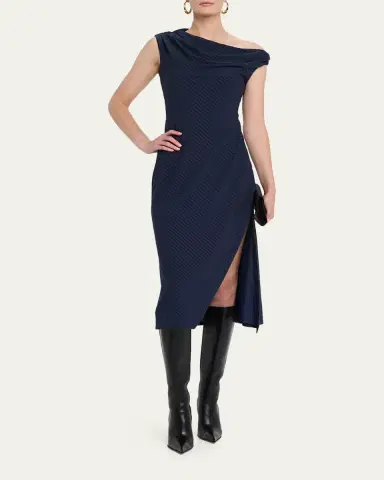 Ramy Brook Benja Ribbed Asymmetric Midi Dress | Thumbnail 4