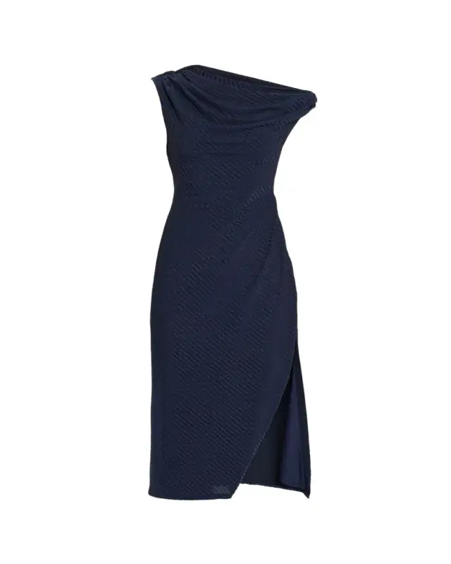 Benja Ribbed Asymmetric Midi Dress