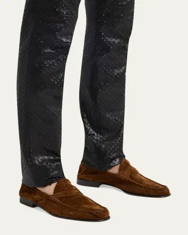 Tom Ford Men's Ripley Suede Twist-Strap Loafers | Thumbnail 6 Tom Ford Men's Ripley Suede Twist-Strap Loafers | Thumbnail 6