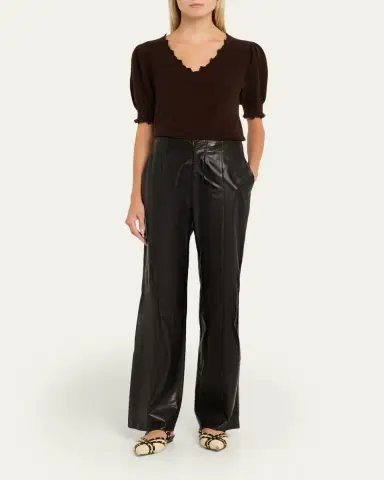 Ulla Johnson Tullia Leather Straight-Leg Trousers | Thumbnail 2