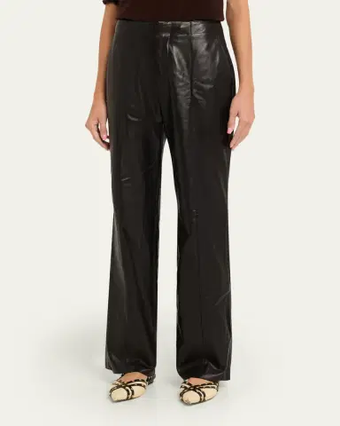 Ulla Johnson Tullia Leather Straight-Leg Trousers | Thumbnail 4