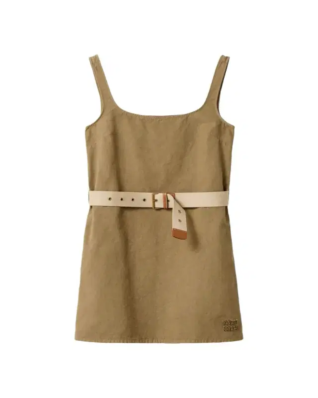 Belted Sleeveless Cotton Mini Dress