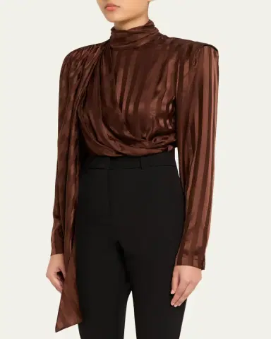 Ronny Kobo Poppins Draped Turtleneck Bodysuit | Thumbnail 4