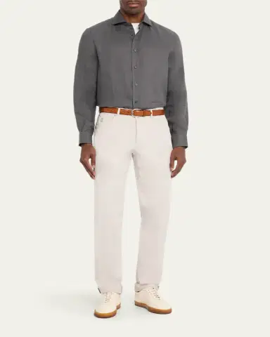 Brunello Cucinelli Men's Dyed Cotton Straight-Fit Five-Pocket Pants | Thumbnail 2 Brunello Cucinelli Men's Dyed Cotton Straight-Fit Five-Pocket Pants | Thumbnail 2