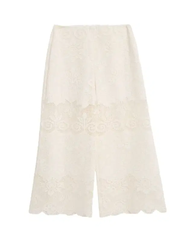Gina Wide-Leg Geometric Floral Lace Pants