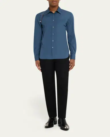 Alexander McQueen Men's Logo-Tape Harness Dress Shirt | Thumbnail 6