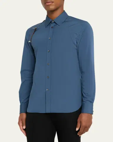 Alexander McQueen Men's Logo-Tape Harness Dress Shirt | Thumbnail 8