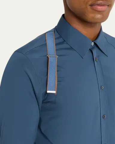 Alexander McQueen Men's Logo-Tape Harness Dress Shirt | Thumbnail 9