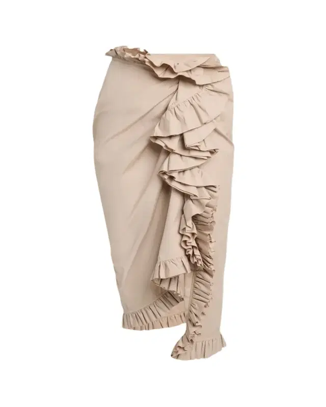 Sina Asymmetric Ruffle Midi Skirt