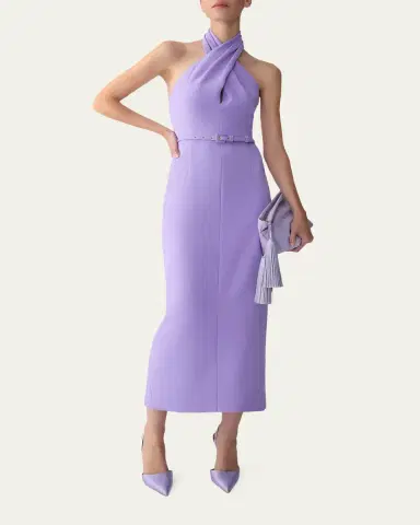 Carolina Herrera Crisscross Halter Midi Dress | Thumbnail 2