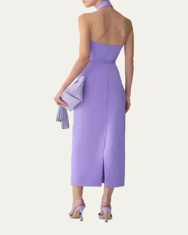 Carolina Herrera Crisscross Halter Midi Dress | Thumbnail 3
