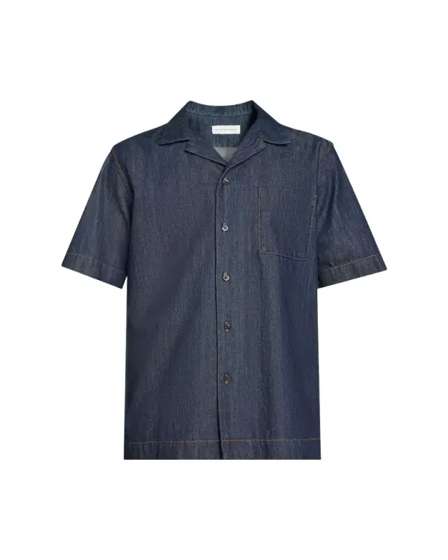 Men's Dark Blue Denim Short-Sleeve Shirt
