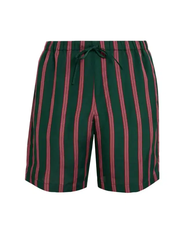 Men's Striped Viscose-Silk Drawstring Shorts