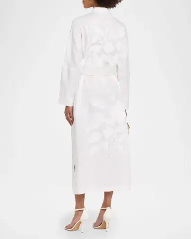 Libertine White On White Hand Silk Screen Belted Linen Shirtdress | Thumbnail 2 Libertine White On White Hand Silk Screen Belted Linen Shirtdress | Thumbnail 2