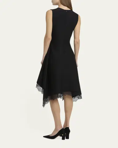 McQueen Asymmetric Lace Hem Sleeveless Midi Dress | Thumbnail 3 McQueen Asymmetric Lace Hem Sleeveless Midi Dress | Thumbnail 3