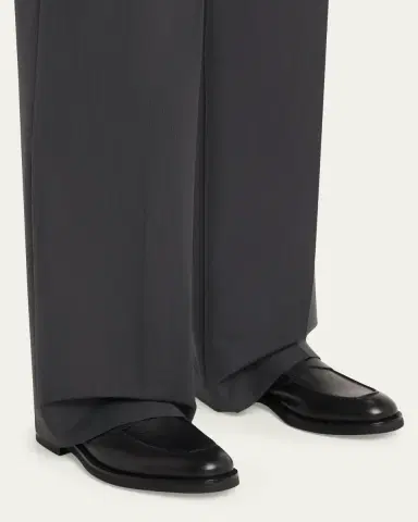 Ferragamo Men's Hammered Leather Penny Loafers | Thumbnail 2