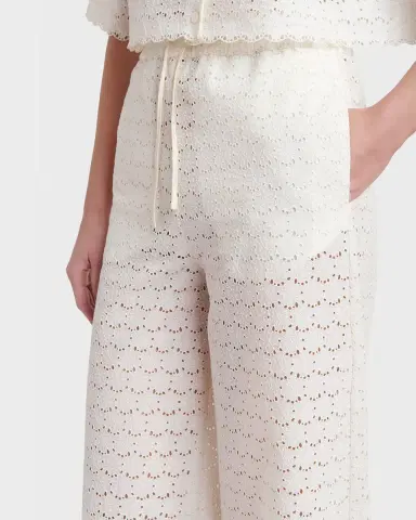 Valentino Garavani Embroidered Eyelet Cotton Drawstring Pants | Thumbnail 4 Valentino Garavani Embroidered Eyelet Cotton Drawstring Pants | Thumbnail 4