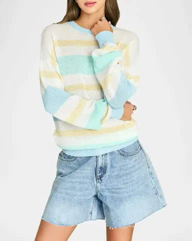SEROYA Cassian Striped Linen-Blend Sweater | Thumbnail 3 SEROYA Cassian Striped Linen-Blend Sweater | Thumbnail 3