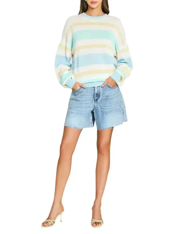 SEROYA Cassian Striped Linen-Blend Sweater