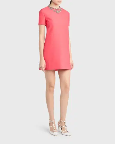 Valentino Garavani Crystal Embroidered Wool-Silk Mini Dress | Thumbnail 3 Valentino Garavani Crystal Embroidered Wool-Silk Mini Dress | Thumbnail 3
