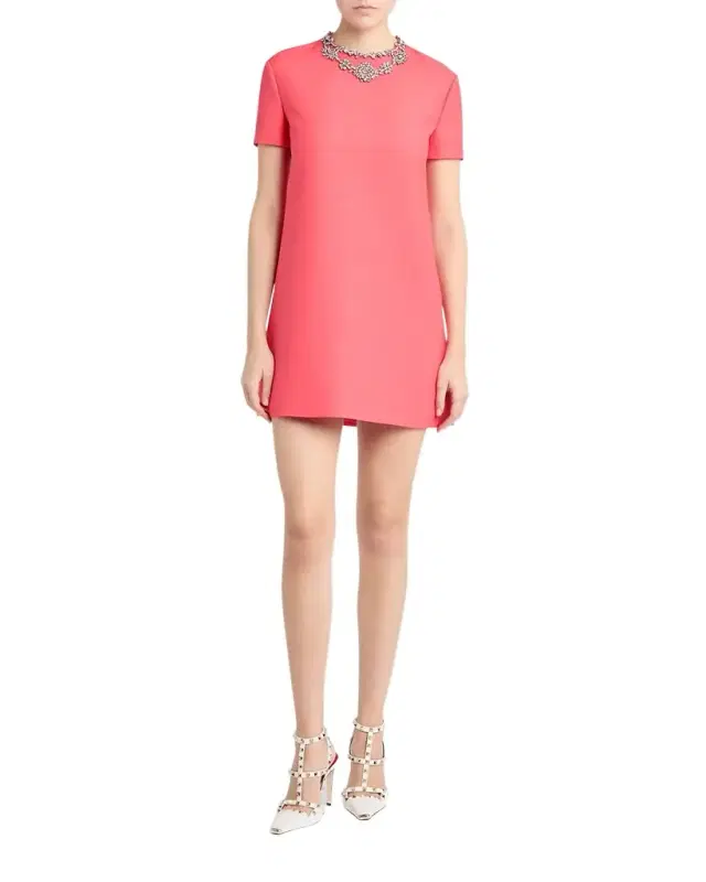 Valentino Garavani Crystal Embroidered Wool-Silk Mini Dress