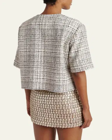 Valentino Garavani Boxy Tweed Short-Sleeve Jacket | Thumbnail 3 Valentino Garavani Boxy Tweed Short-Sleeve Jacket | Thumbnail 3
