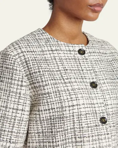 Valentino Garavani Boxy Tweed Short-Sleeve Jacket | Thumbnail 5 Valentino Garavani Boxy Tweed Short-Sleeve Jacket | Thumbnail 5