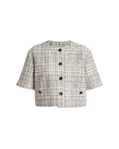 Valentino Garavani Boxy Tweed Short-Sleeve Jacket | Thumbnail 1 Valentino Garavani Boxy Tweed Short-Sleeve Jacket | Thumbnail 1