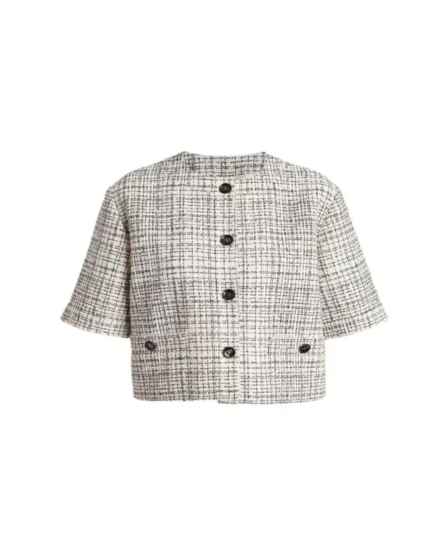 Boxy Tweed Short-Sleeve Jacket