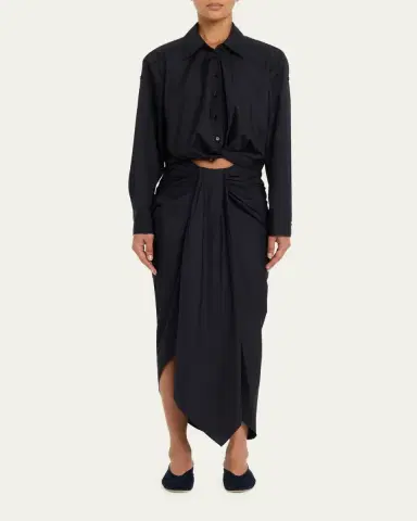 A.L.C. Rhodes Draped Cotton Midi Skirt | Thumbnail 2