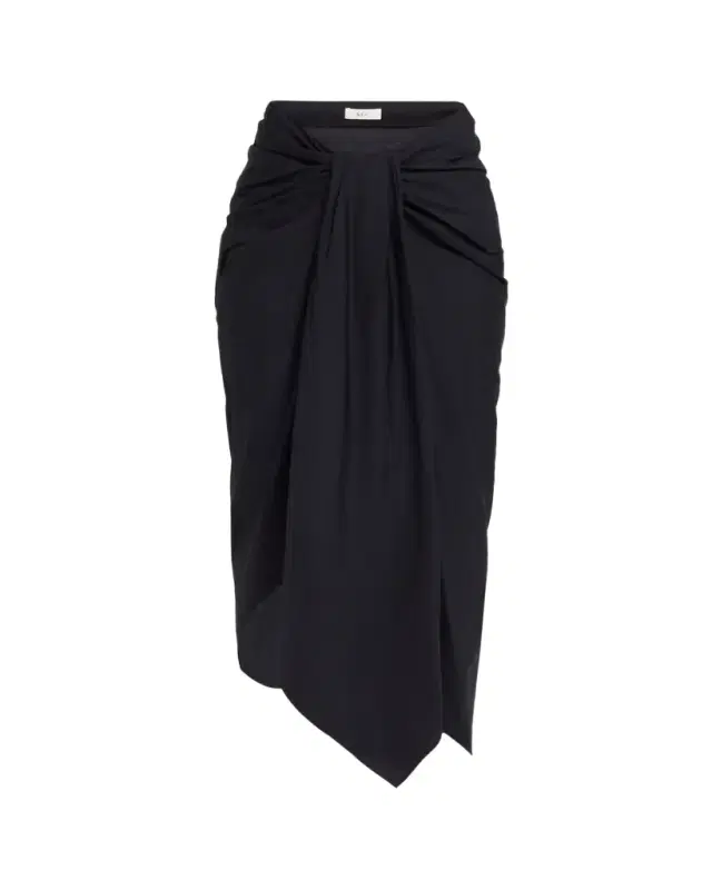 Rhodes Draped Cotton Midi Skirt