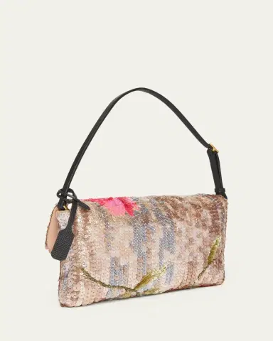 Valentino Garavani Devain Floral Sequin Silk Satin Top-Handle Bag | Thumbnail 2 Valentino Garavani Devain Floral Sequin Silk Satin Top-Handle Bag | Thumbnail 2
