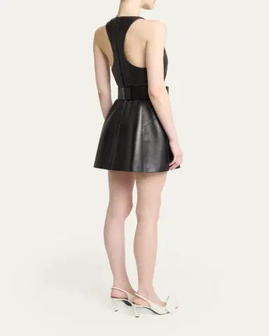 Givenchy Racerback Mini Leather Dress | Thumbnail 3