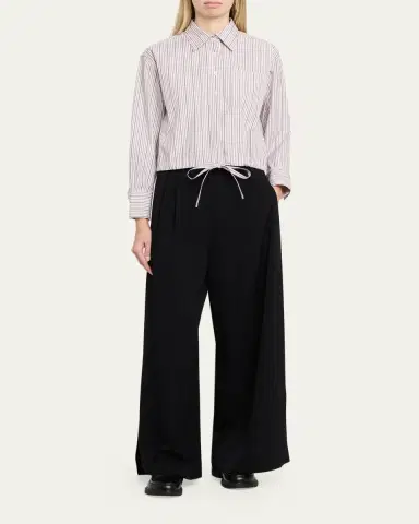 WE-AR4 The CC Striped Drawstring Cotton Shirt | Thumbnail 2