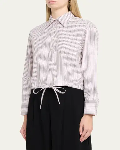 WE-AR4 The CC Striped Drawstring Cotton Shirt | Thumbnail 4