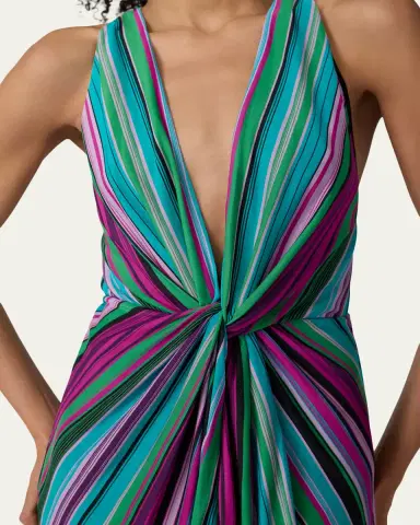 Diane von Furstenberg Zella Striped Twist-Front Plunging Midi Dress | Thumbnail 5 Diane von Furstenberg Zella Striped Twist-Front Plunging Midi Dress | Thumbnail 5