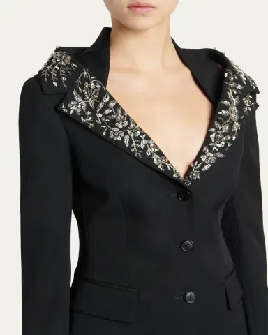 Alexander McQueen Beaded Off-The-Shoulder Single-Breasted Jacket | Thumbnail 5 Alexander McQueen Beaded Off-The-Shoulder Single-Breasted Jacket | Thumbnail 5
