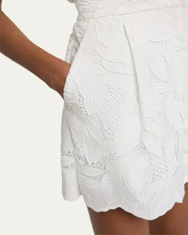 Erdem Floral Cutwork Cotton Pleated Shorts | Thumbnail 5 Erdem Floral Cutwork Cotton Pleated Shorts | Thumbnail 5